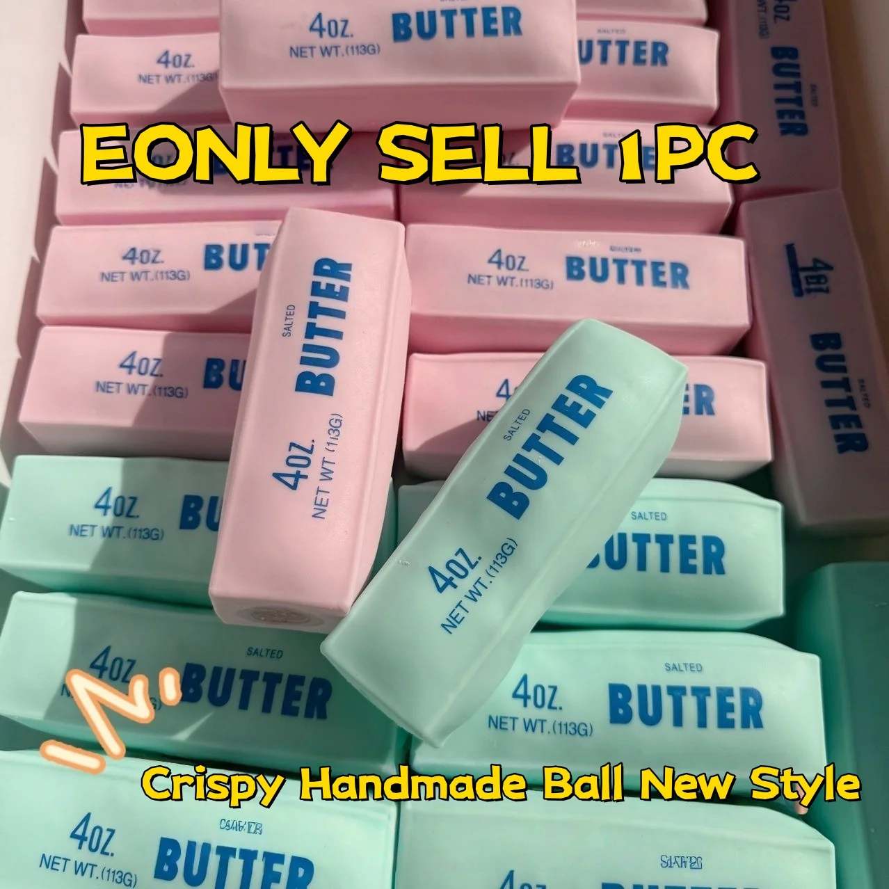 1Pc New Crispy Sound-Activated Stress Relief Handmade Ball Popular Butter Stick Stress Relief Toy
