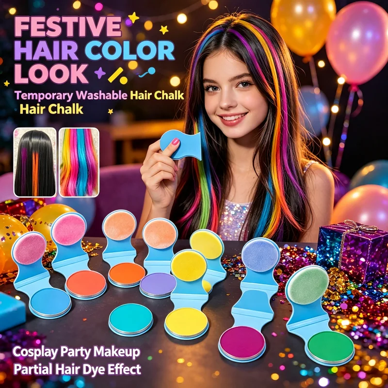 New Washable Temporary Hair Chalk Safe Hair Color Makeup for Halloween Cosplay Sport Events Festivals Partial Hair Dye for Party