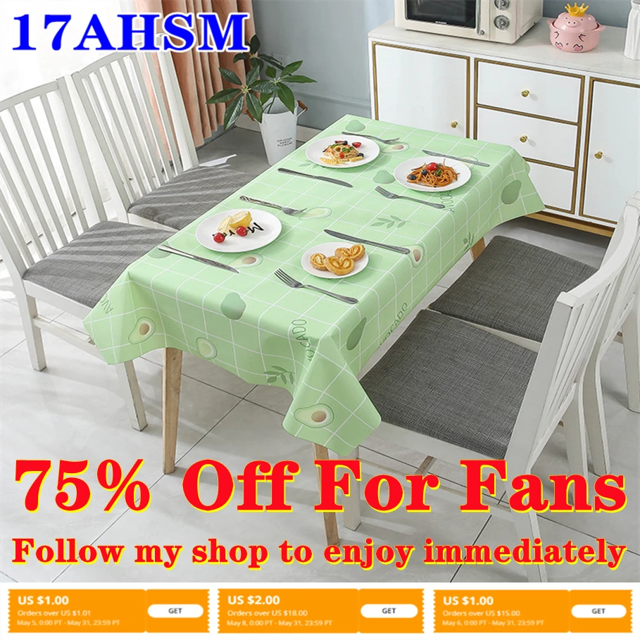 17AHSM Plastic PVC Waterproof Oilproof Tablecloth Home Decor Wedding Birthday Party Kitchen Dining Table Antifouling Table Cover