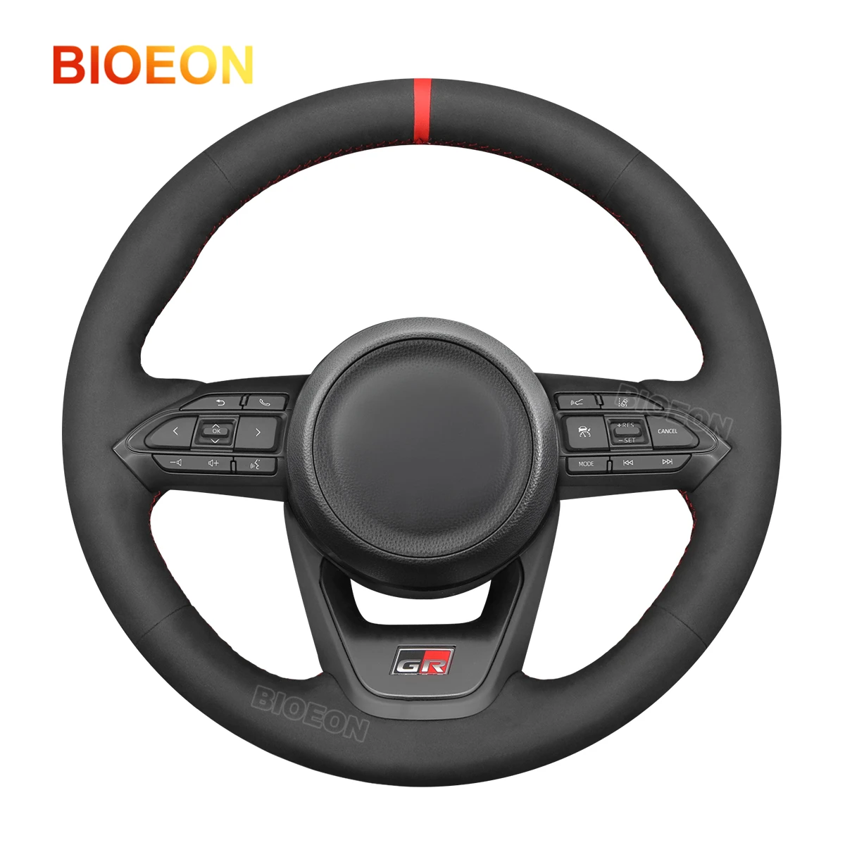 

Bioeon Black Synthetic Suede Car Steering Wheel Cover for Toyota Yaris GR 2020-2024 / Corolla GR 2022-2024