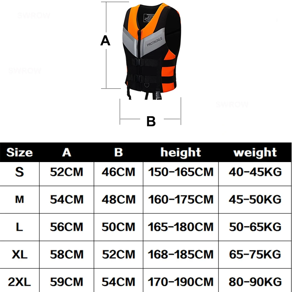 Neoprene Life Vest Lightweight Adults Life Jackets Safety Buckle Swimming Boating Skiing Driving Vest Survival Suit for Surfing