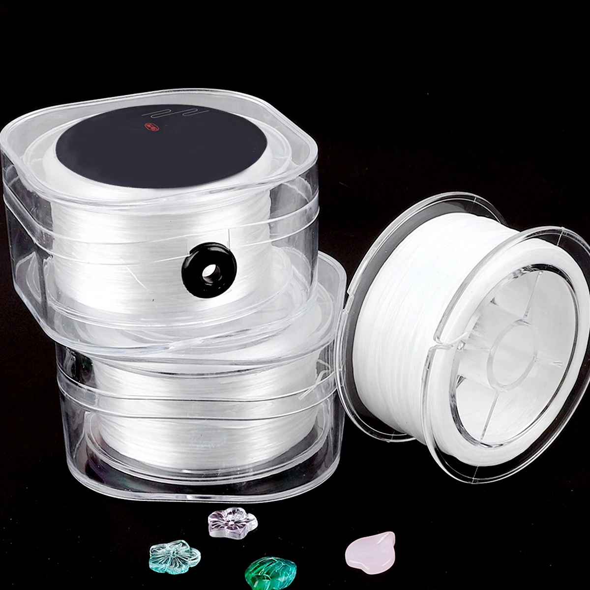 0.2/0.6/0.8/1mmFlat Elastic Bracelet Rope White Elastic Thread Rope Strap Sorting Box Transparent Elastic Rope Plastic Rope Used