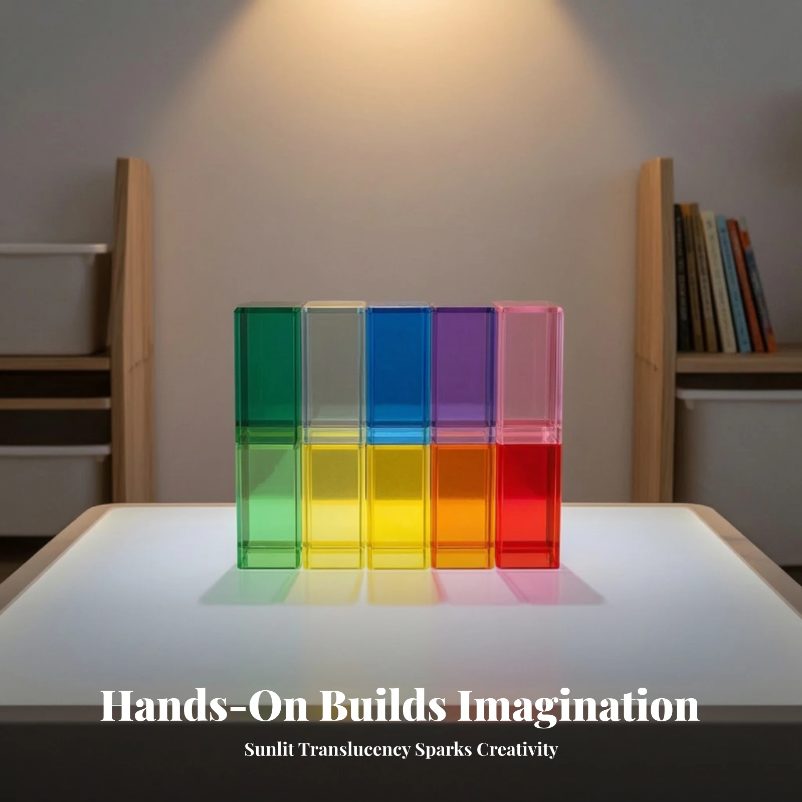 10 Pieces Acrylic Building Blocks Transparent Translucent Building Blocks Toy STEM Stacking for Preschoolers, Classroom