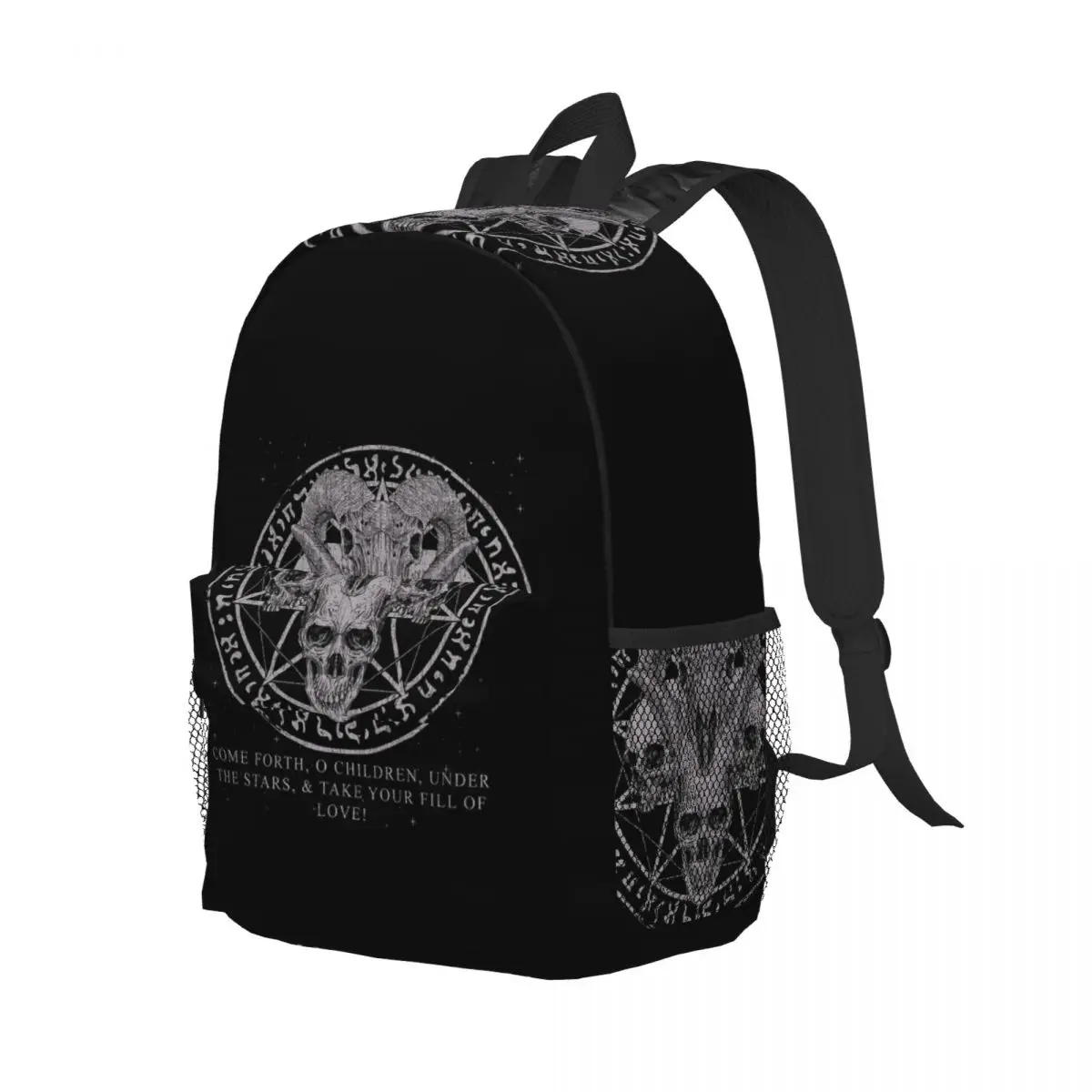 

Occult Ritual Circle Skulls Aleister Crowley Backpack Student Boys Girls BookBag School Bag Computer Shoulder Bags for Men Women