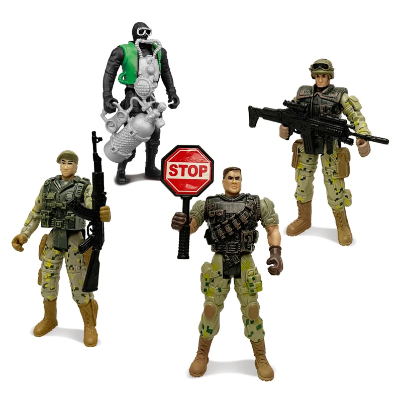 4Pcs Military Soldaten Modell Kinder Spielzeug Camouflage Uniform Action Figur Soldat Kunststoff Modell Spielzeug für Jungen Pädagogisches Spielzeug