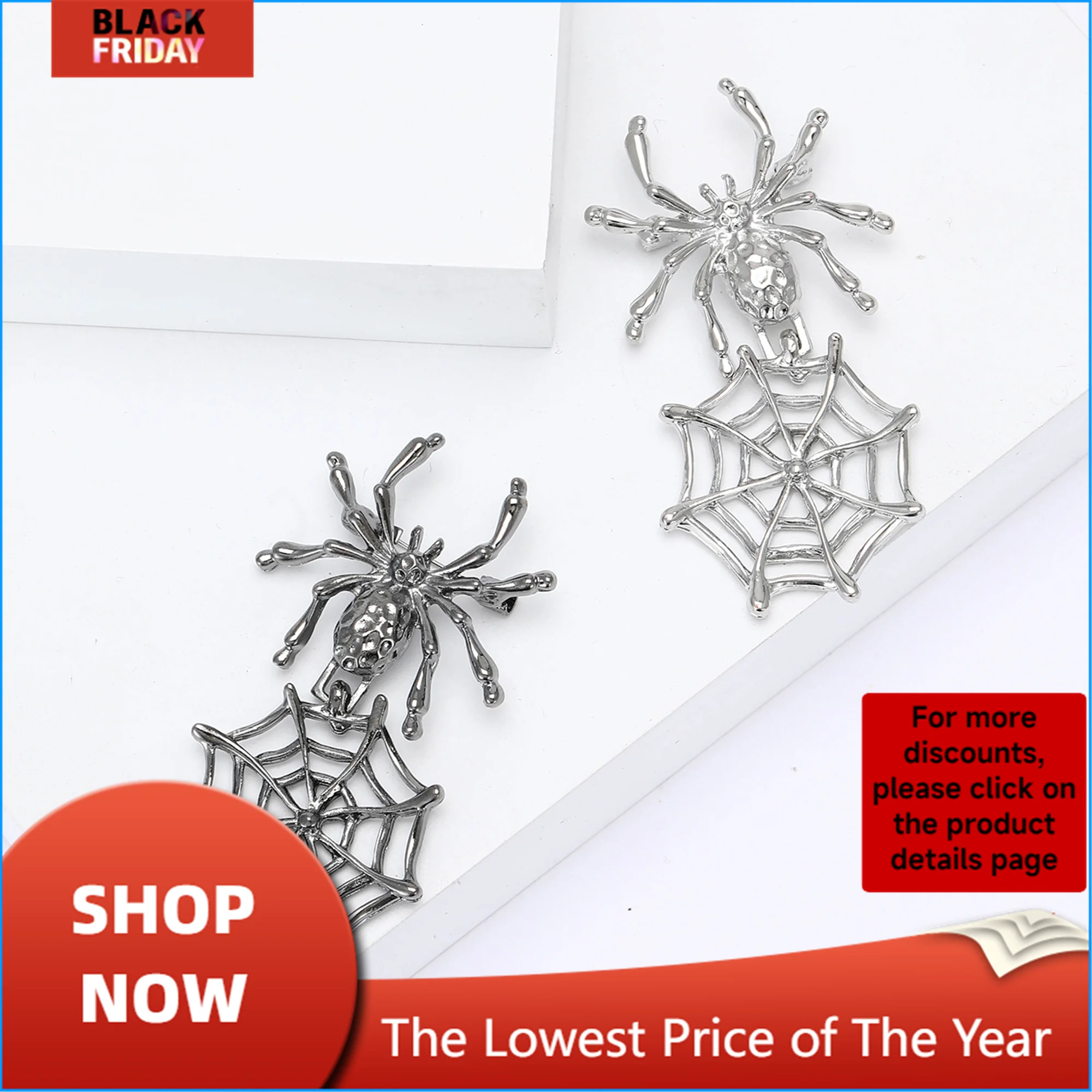 Vintage Enamel Pendant Cobweb Spider Brooches for Women Unisex Insect Pins 2-color Available Banquet Party Accessories Gifts