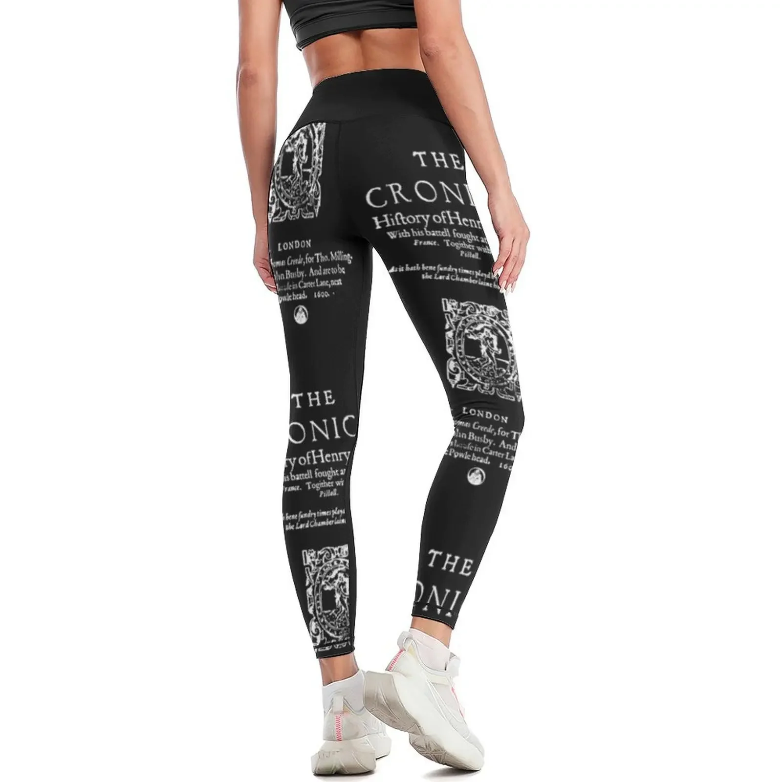 Pezzo frontale Henry V di Shakespeare - Versione semplice con testo bianco Leggings abbigliamento da palestra pantaloni da palestra pantaloni da jogging per leggings da donna