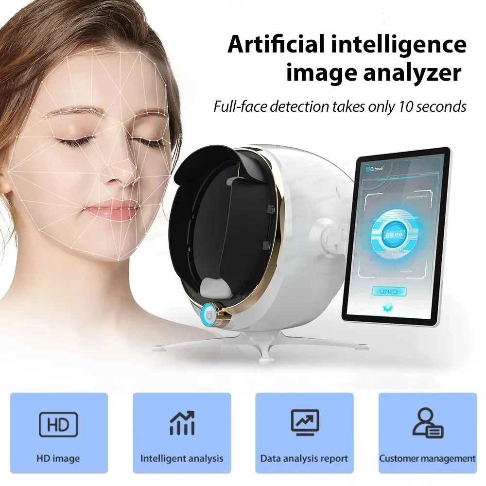 3D AI Skin Scanner Care Facial Analyzer Machine Magic Mirror Monitor Diagnosis System Facial Analysis Analyser Testing English