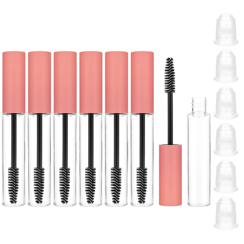10pcs 10ML สีชมพูขวดเปล่าคอนเทนเนอร์สําหรับขนตาน้ํามันมาสคาร่าพร้อมแปรงสําหรับ Home and Travel