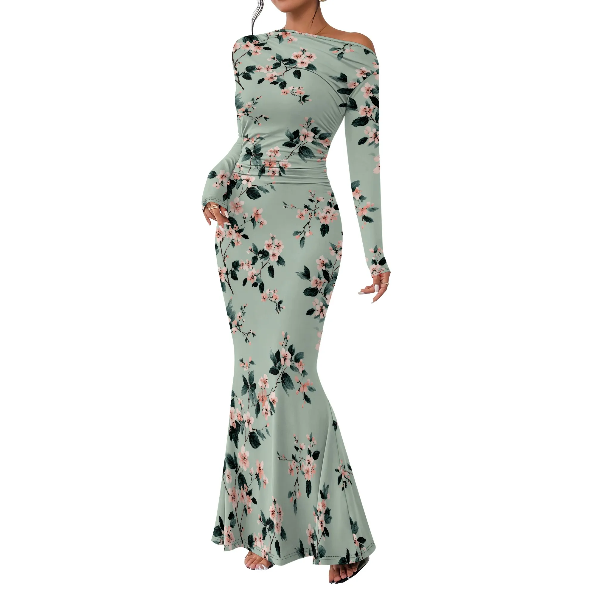 

Women's Sexy Elegant Long Sleeve Off Shoulder Bodycon Long Evening Formal Dress