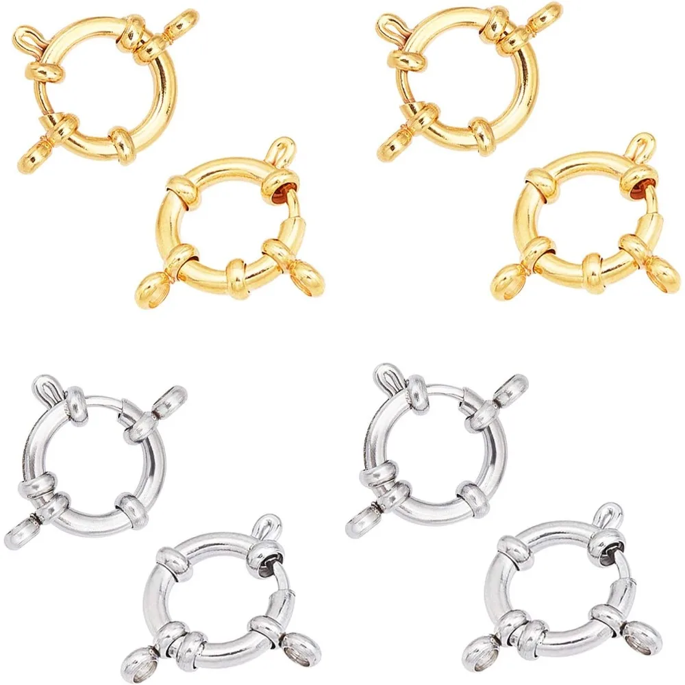 

10pcs 2 Colors Spring Clasps Stainless Steel Spring Ring Clasps Smooth Surface Jewelry Clasp Connector for Jewelry Making Golden