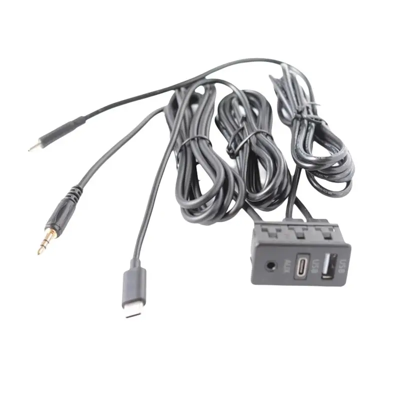 Dependable-Car Android Navigation Machine AUX Panel Double TYPE-C+AUX Input USB+AUX Interface Panel Extension Cable Adapter Pane