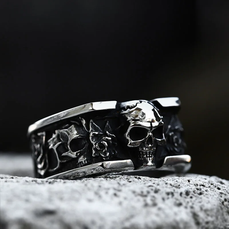 2022 sells good jewery Steel Soldier skull ring made in china