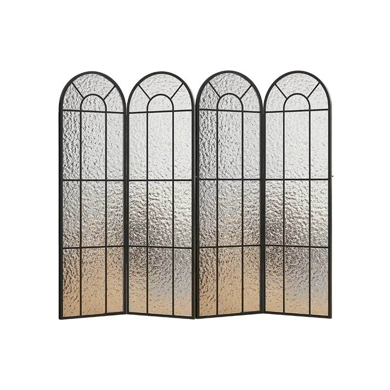 Explosive creative mobile folding screen light luxury glass partition hotel decoration