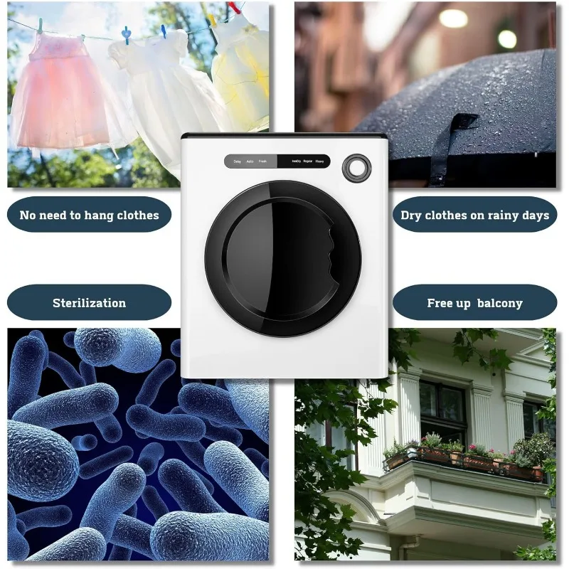 Компактная сушилка 11 фунтов, портативная сушилка для одежды мощностью 950 Вт для небольших помещений, автофургонов и квартир — тихая, прочная