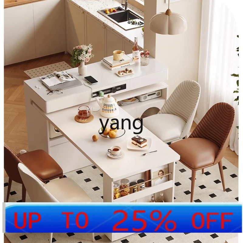 

LMM Dining Table Extendable Integrated Household Rotating Cabinet Rock Board