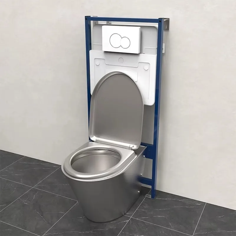 Modern Design Stainless Steel Prison Toilet with Hidden  Water Tank P-Trap Drainage for Bathroom Use