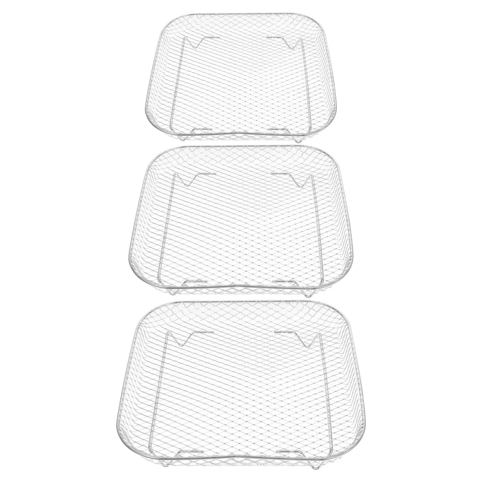 Stainless Steel Air Fryer Rack 3Pcs Square Grilling Tray Multi-Functional Baking & Draining Mat for Oven