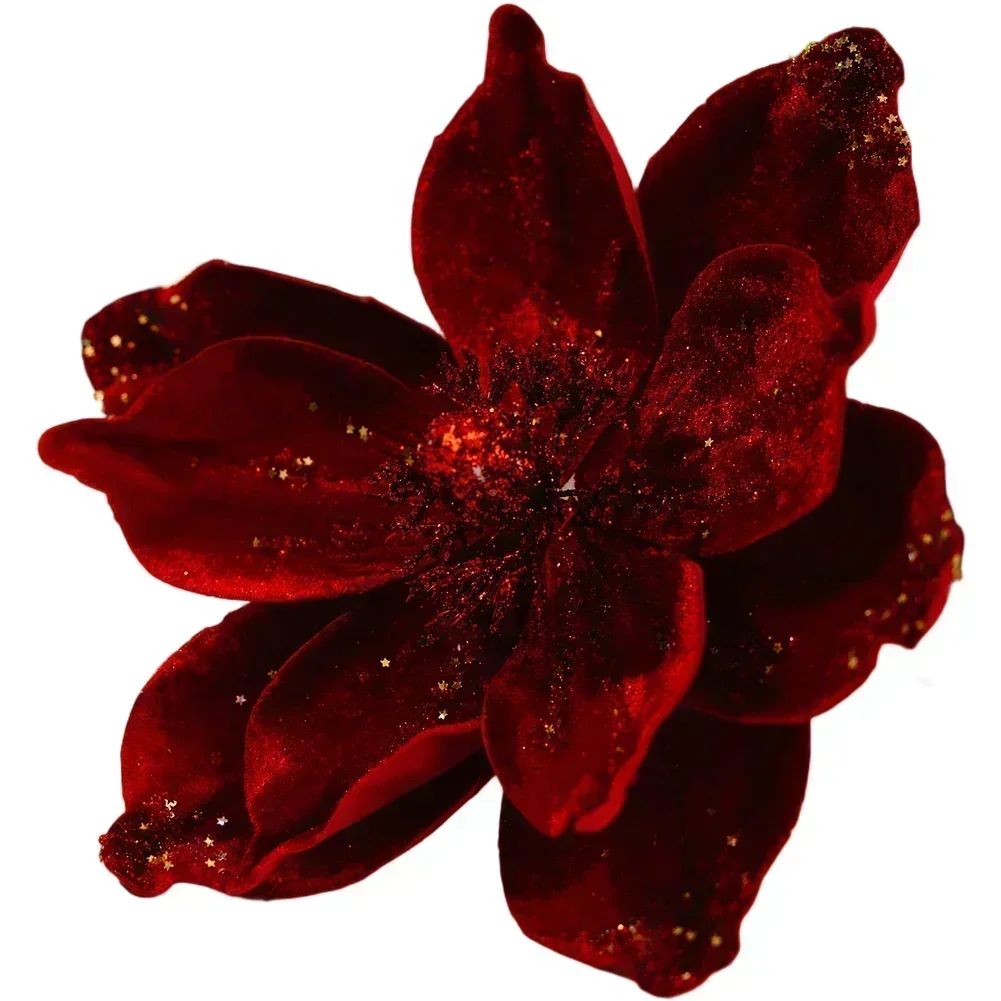 

4 шт. золотые блестящие рождественские цветочные украшения для елки и венка с гибкой проволочной основой и мягкой тканью