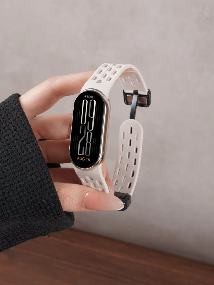 HEISS: Für Xiaomi Band 8 9 Silikon-Uhrenarmband, Magnetisches Atmungsaktives Smartwatch-Ersatzarmband für Xiaomi MiBand 10 – Detail 1