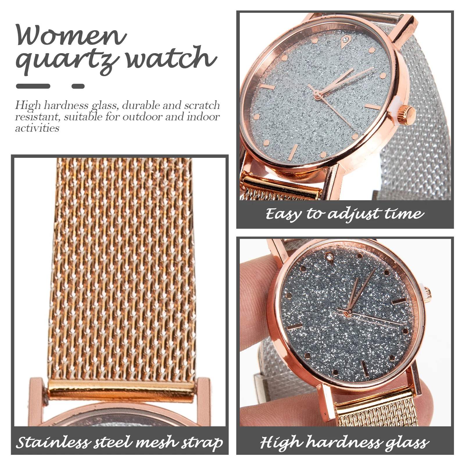 Women Quartz Watch Silicone Band Adjustable Business Leisure Wrist Watch Classic Retro Style Lightweight Gift for Women