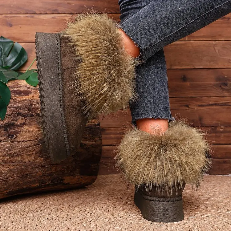 Neue Übergrößen-Winterstiefel für Damen Retro-Wildleder Lässige Dicksohlige Baumwollschuhe – Detail 5