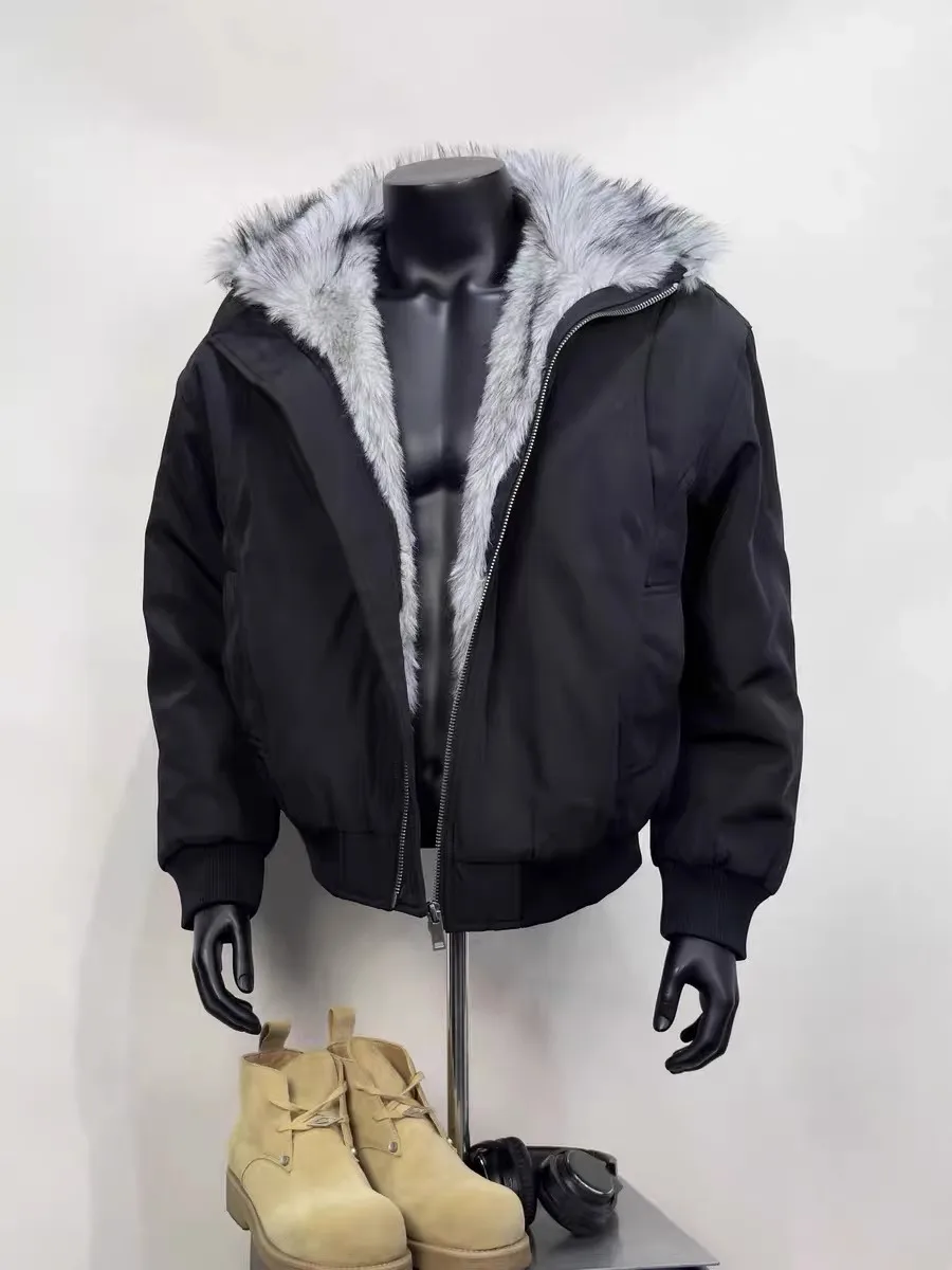 

Мужская утепленная хлопковая куртка с меховым воротником в американском стиле, теплая, премиум-класса, для повседневной носки