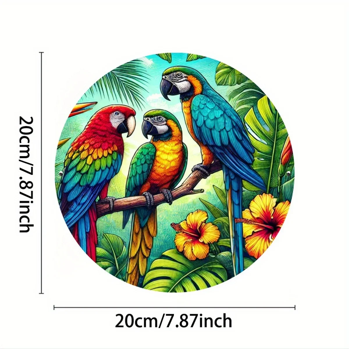 1pc, Parrot Sign Personalized 19.81x19.81 cm Round Tin Sign - Ideal Gift for Men, Women, Friends, Artistic Home Decor for Front