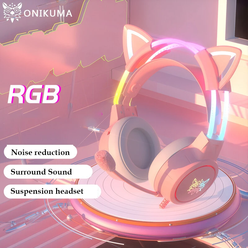 

ONIKUMA X15pro Animal Ears Headset ONIKUMA Light-up Headband Cute Cat Ears Gaming Noise-cancelling Computer Gaming Headset