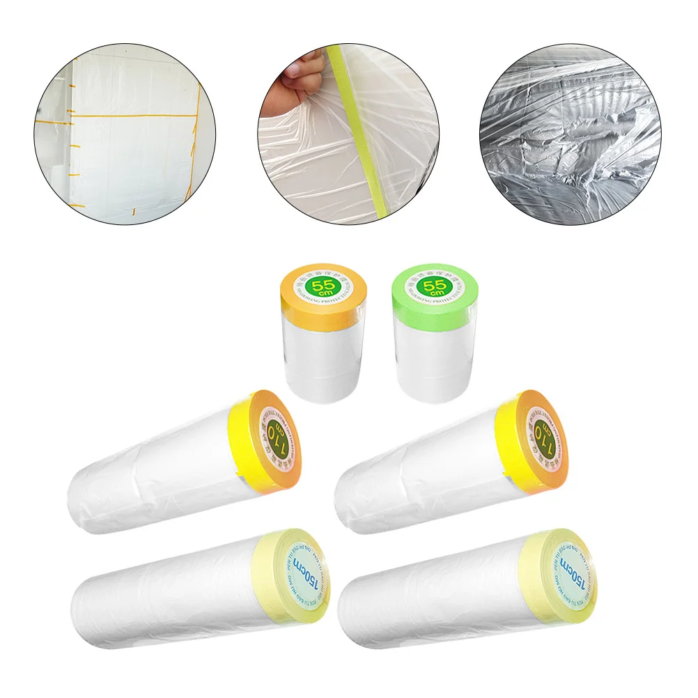 6 لفات من ورق الإخفاء لطلاء السيارات، تصميم بكرة متينة وخفيفة الوزن، مثالي لتغطية المعدات ورق الإخفاء #2