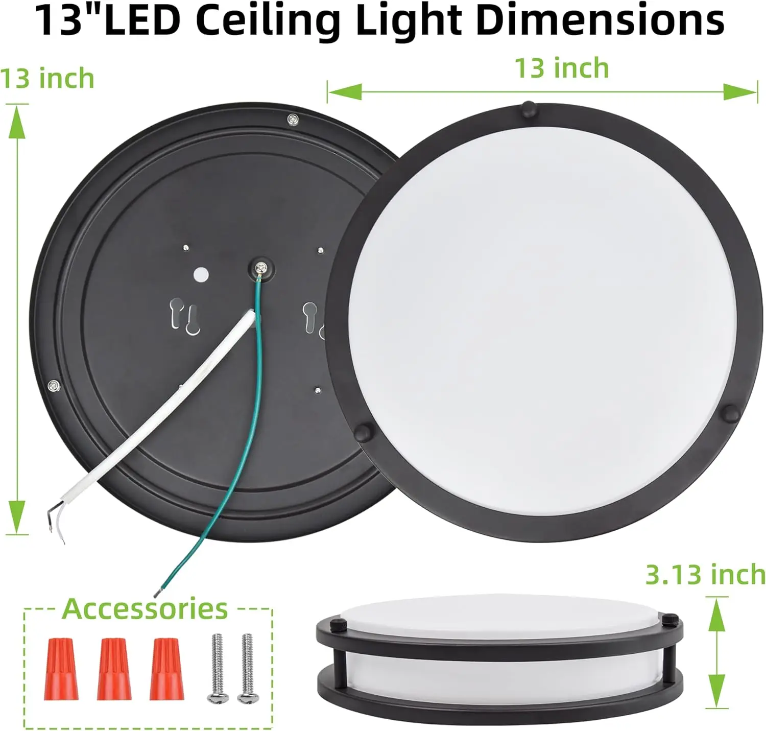 Lampu langit-langit Led Flush Mount 13 inci, 2700K/3000K/3500K/4000K/5000K/K lampu langit-langit dapat disesuaikan, efek minyak perunggu