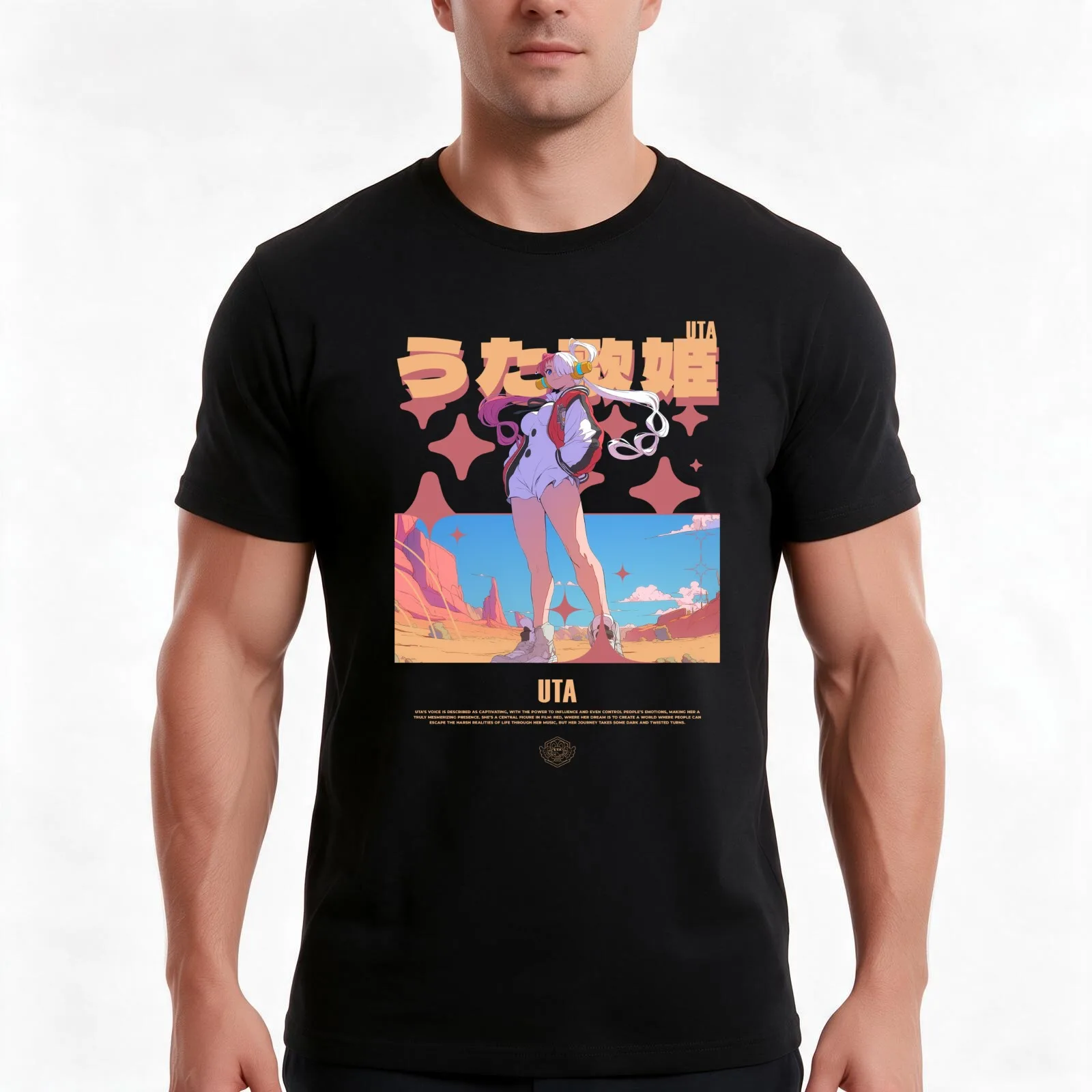 OP Frame - Uta Desert T-Shirt, Summer Casual Cotton Tee, Oversized Streetwear Tops, Vintage Graphic Print, Unisex Men Women