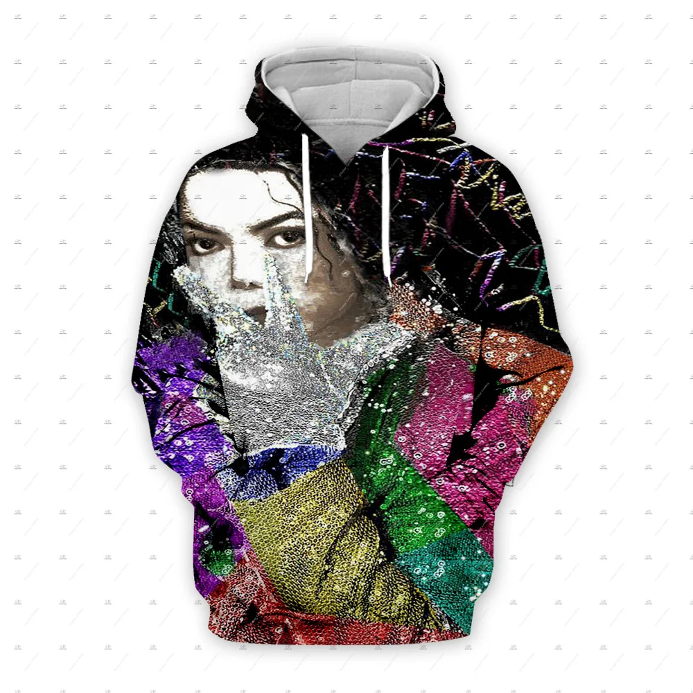 Nova Moda: Moletom Unissex com Capuz Estampado em 3D do Lendário Cantor e Músico Michael Jackson - Estilo Retrô Vintage Q4