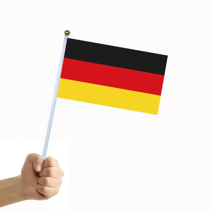 

10Pcs German National Flag with Flagpole, 14*21cm Polyester Double-Sided Pattern, Germany Handheld Flag National flag wholesale