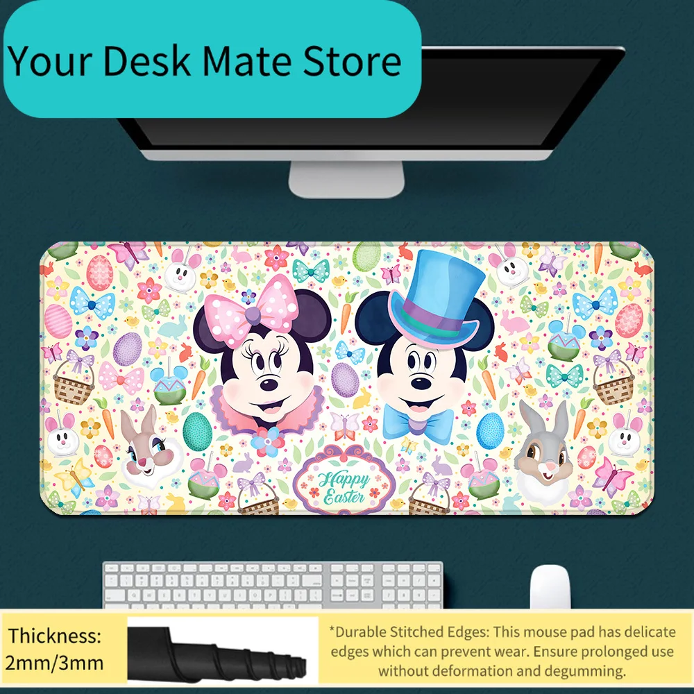 

New Cute Anime Mickey Minnie Pu Leather Mousepad Children's Non-slip and Dirty-resistant Large Size Tablecloth Office Mouse Pad