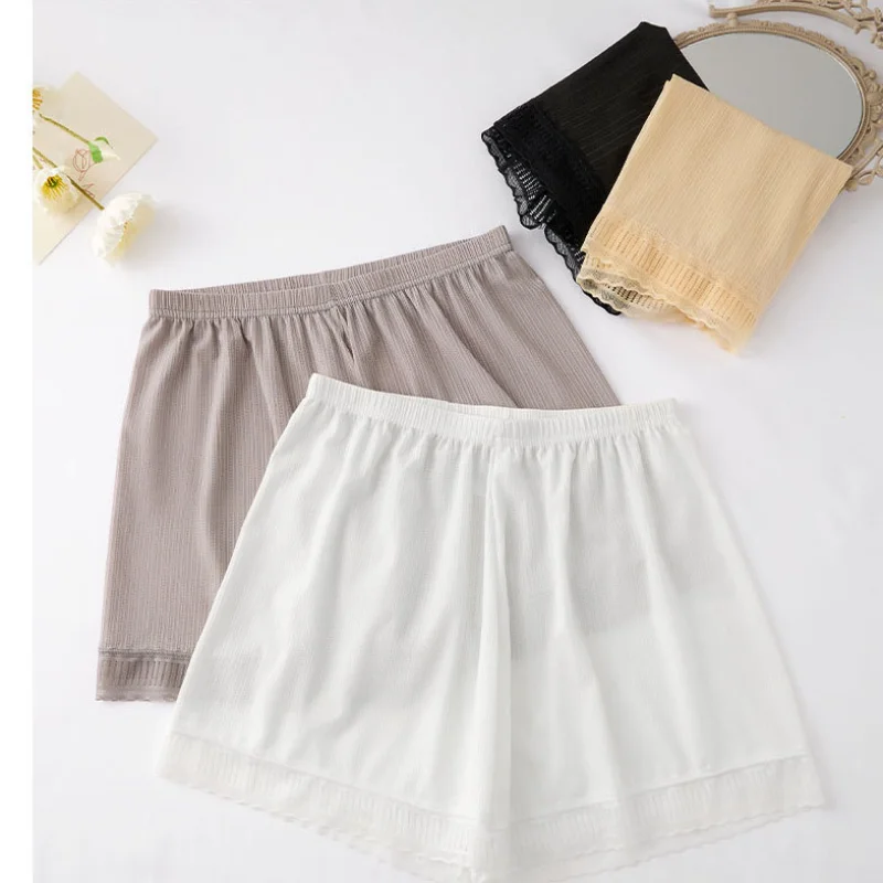 New Safety Pants Summer Ice Silk Women\'s Anti-glare Lace Comfortable Soft High Waist Stretch Shorts Beach Jogger Shorts Female