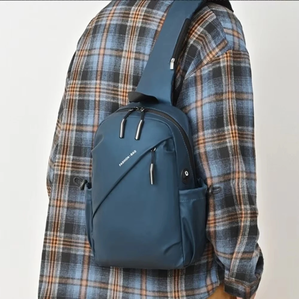 Borsa da petto da uomo di grande capacità Borsa a tracolla in tessuto Oxford con cerniera impermeabile Borsa a tracolla da uomo multiuso stile coreano