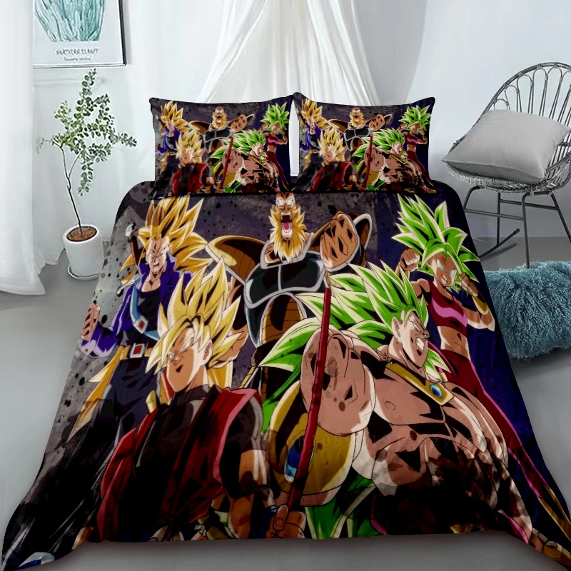 1Duvet Cover 2Pillowcases Dragon Ball Cartoon Bedding Set Double Single Size Children's Holiday Soft and Comfortable Gift