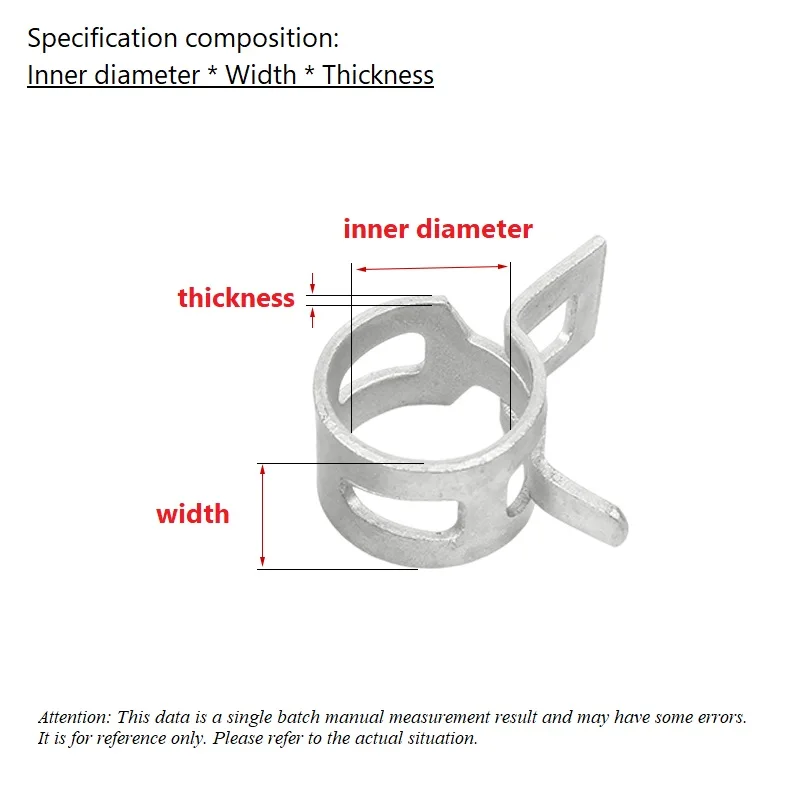 6mm-36mm Pipe Clamps For Choose Fuel Spring Clip 65Mn Autos Spring Clip Fuel Oil Water Hose Clamp