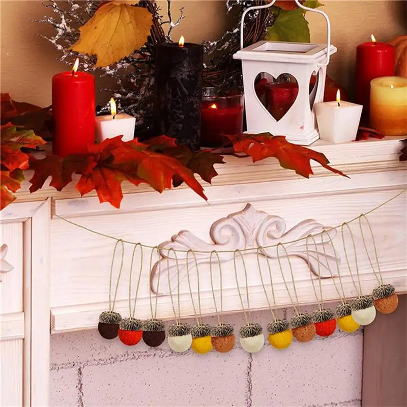 Thanksgiving Felt Acorn Fall Thanksgiving Tree Felt Balls Autumn Acorn Shape Fall Tree Ornament For Door Window Stair Rail