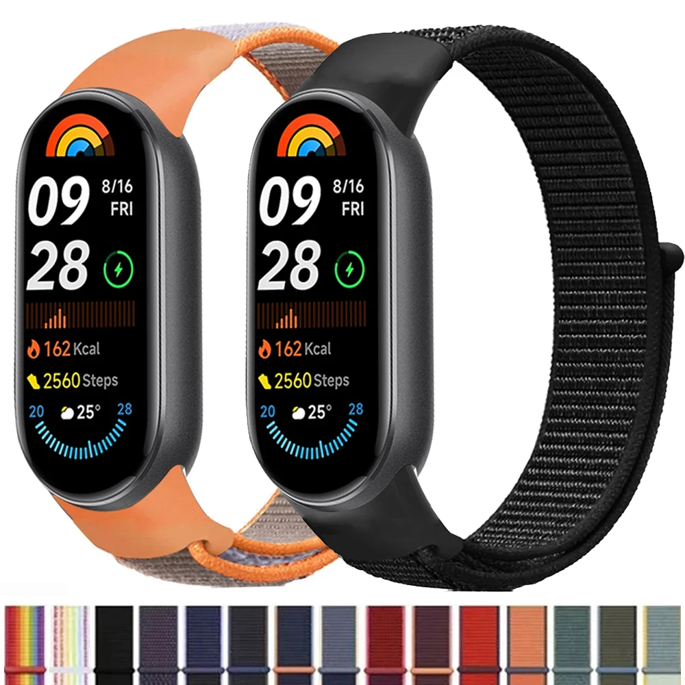 

Ремешок для Xiaomi Mi Band 9, аксессуары для браслета, нейлоновая спортивная петля, сменный ремень для умных часов, ремешок Pulseira Correa miband 9, NFC