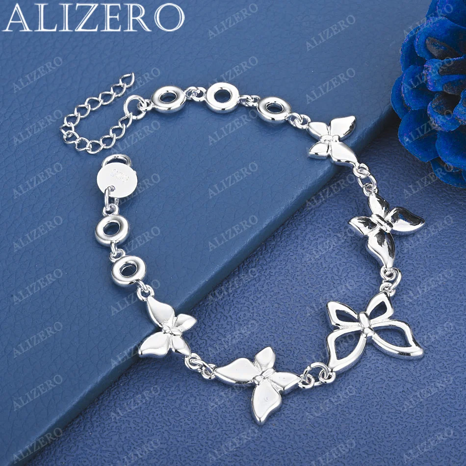 ALIZERO 925 Sterling Silver Five Butterflys Bracelet Fashion Accessories Suitable Wedding Party and Daily Wear Jewelry