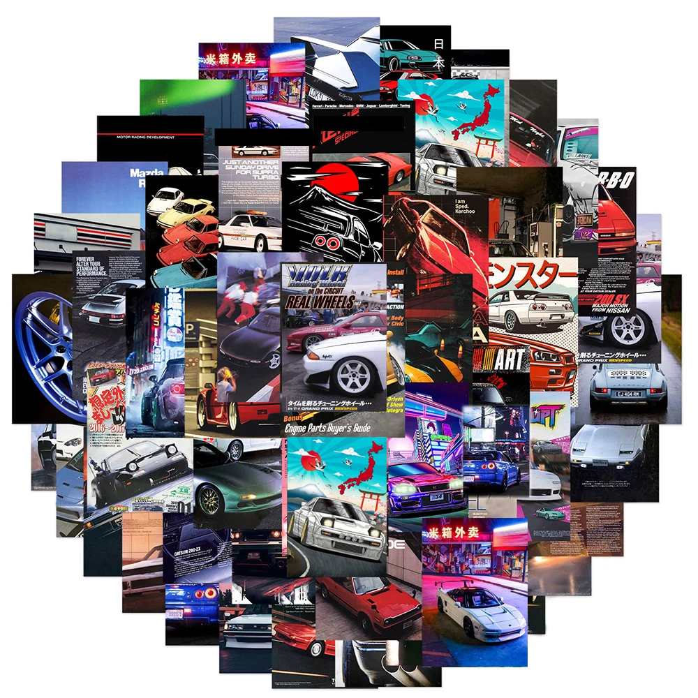 10/30/50pcs JDM Retrofit Racing Car Graffiti Stickers for Laptop Skateboard Luggage Guitar Bike Waterproof Sticker Decal Kid Toy