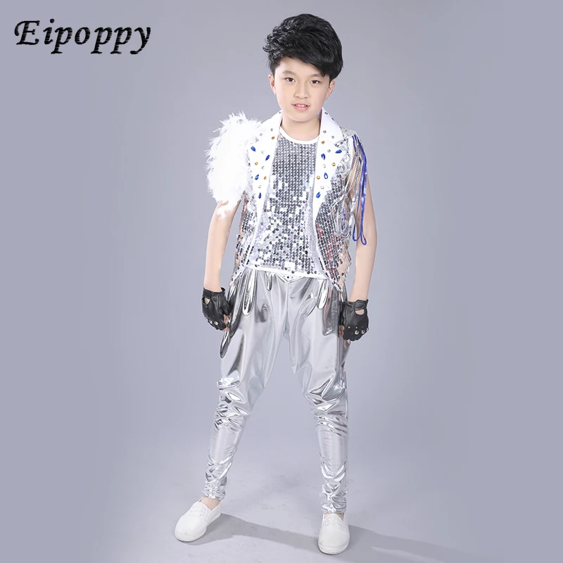 

New Jazz Dance Costumes Female Hip-hop Hip-hop Sequins Stage Set Drum Costume Boy