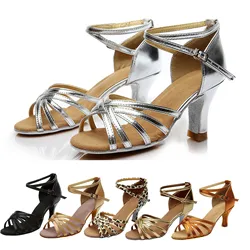 Fashion Cross Strap Women Sandals Fashion Latin Dancing Middle Heel Open Toe Buckle Shoes Women Salsa Ballroom Dance Sandals