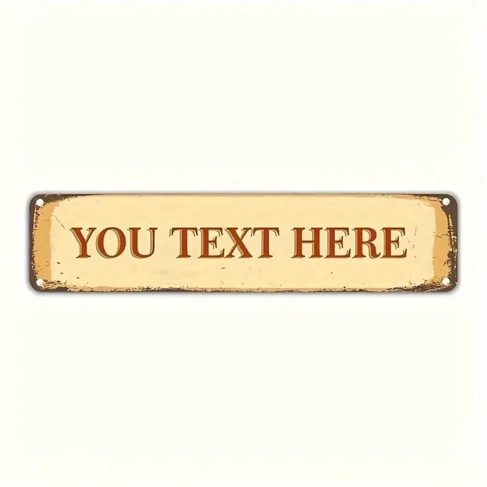 [CIFbuy][2D-Flachbild] Individuelles, cremefarbenes, im Used-Look gehaltenes Aluminiumschild, personalisierter Text, Wanddekoration für Innen- und Außenbereiche (nur zur Dekoration)