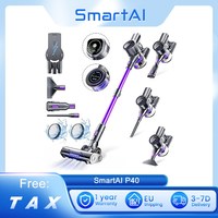 SmartAI P40 Cordless Vacuum Cleaner, 33KPa Suction Power, 55min Runtime, 400W Brushless Motor, LED Touch Screen, 1.3L Dustbin