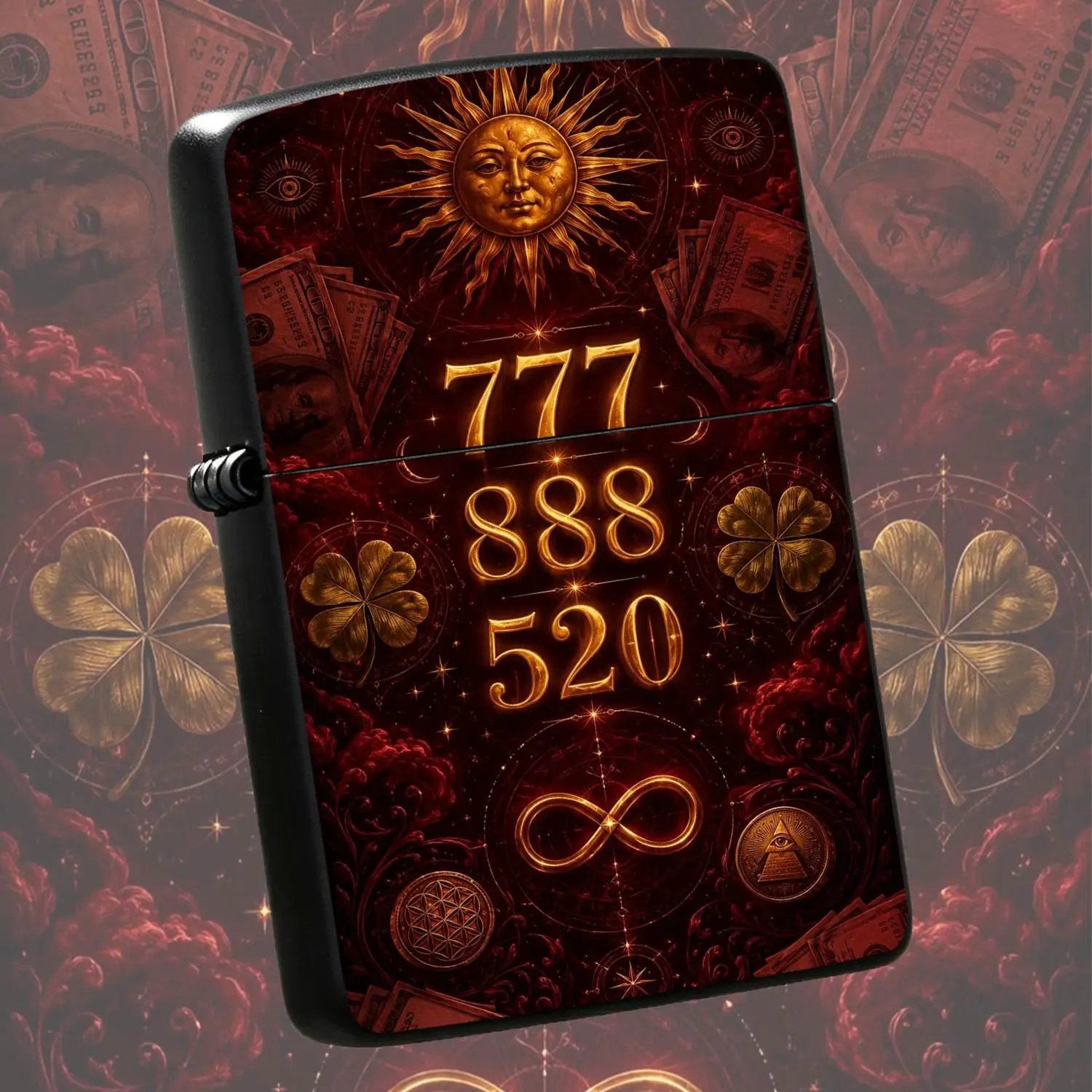Occult Lucky Symbol Style Ornament, Embossed Golden Sun Four-Leaf Clover Auspicious Number Mark, All-Match Universal Daily Use Accessory, Unique Exquisite Creative Gift For Friends Family, Fits Any Scenario Decorative C A Humorous And Inter
