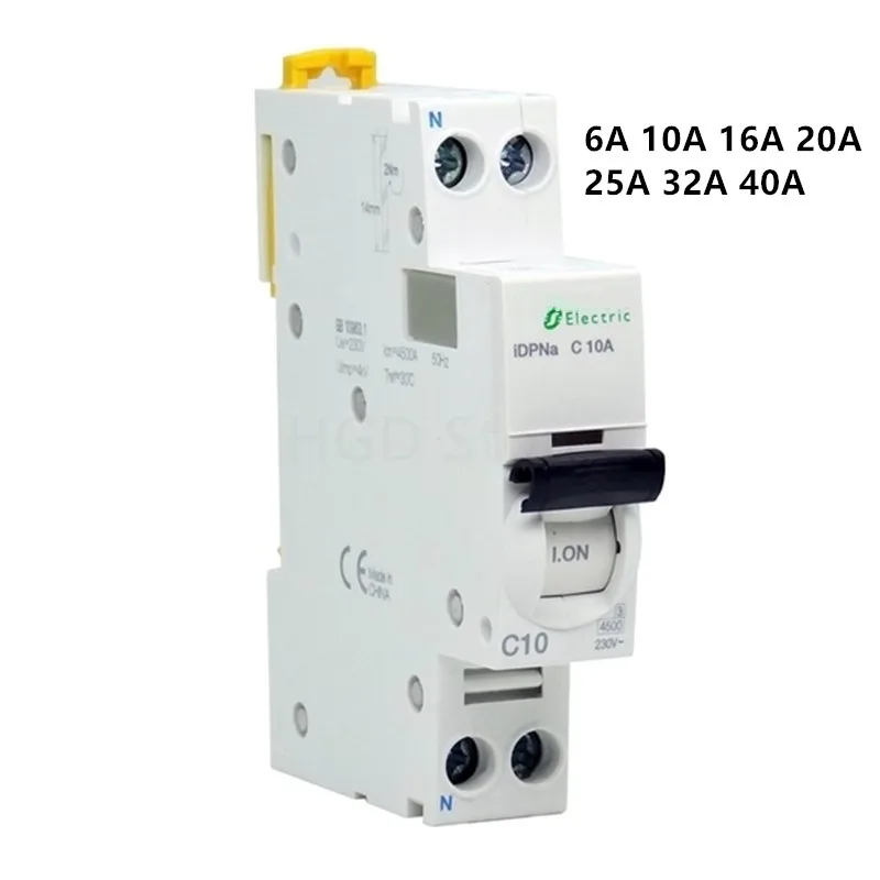 Electric MCB Circuit Breaker Air Switch 18mm Small MINI 4.5KA 2p IDPNa 1P+N AC 10A 16A 20A 25A 32A 40A