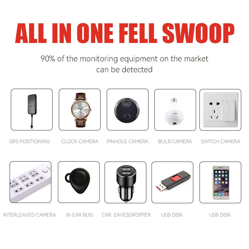 Anti-spy Hidden Camera Detector Monitoring Wireless Signal Detector GPS Car Locator T1 Tracking Detection